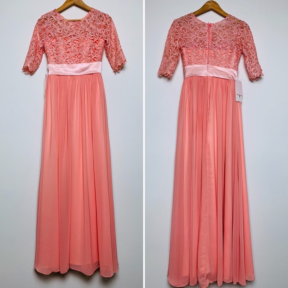 NWT Mingda’s Dress Peach Full Length Formal Gown - Picture 1 of 8